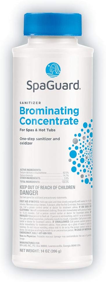SpaGuard Brominating Concentrate for Spas & Hot Tubs, 14 oz, One-Step Sanitizer & Oxidizer, pH Neutral, Easy to Use, Fast-Dissolving Brominating Granules
