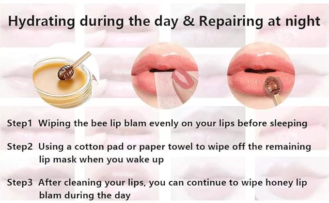 2PCS Honey Balm Lip Balm, Lip Masks for Dry and Cracked Lips with Brush, Lip Exfoliator & Moisturizer, Reduces Lips Lines & Lightens Lips, Anti-Wrinkle, Aging