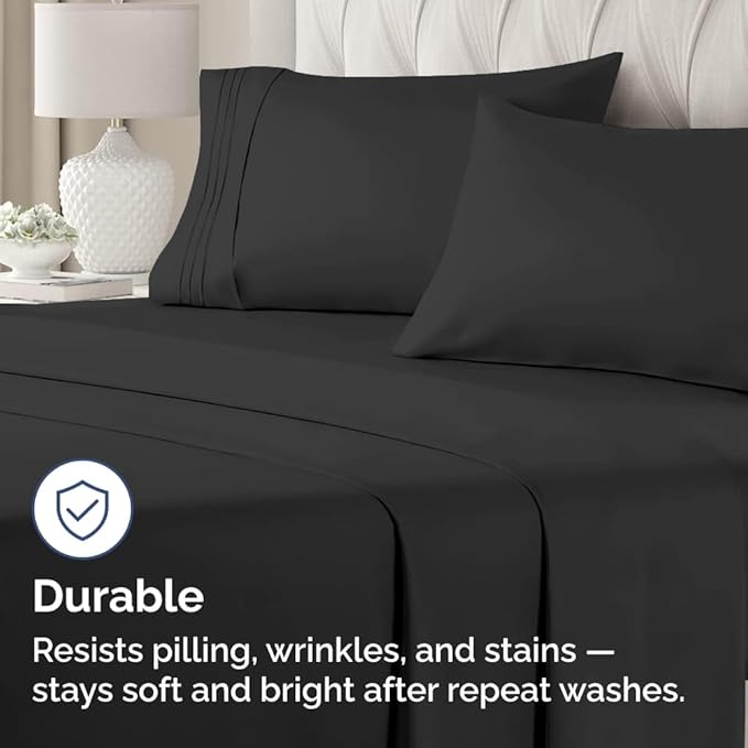 King Pillow Cases Set of 4 - Ultra Soft Hotel Quality Pillowcase Covers - Comfy, Cozy & Wrinkle Free - Shrinkage, Stain and Fade Resistant - Machine Washable Pillow Protectors - 4 Piece Set - Black