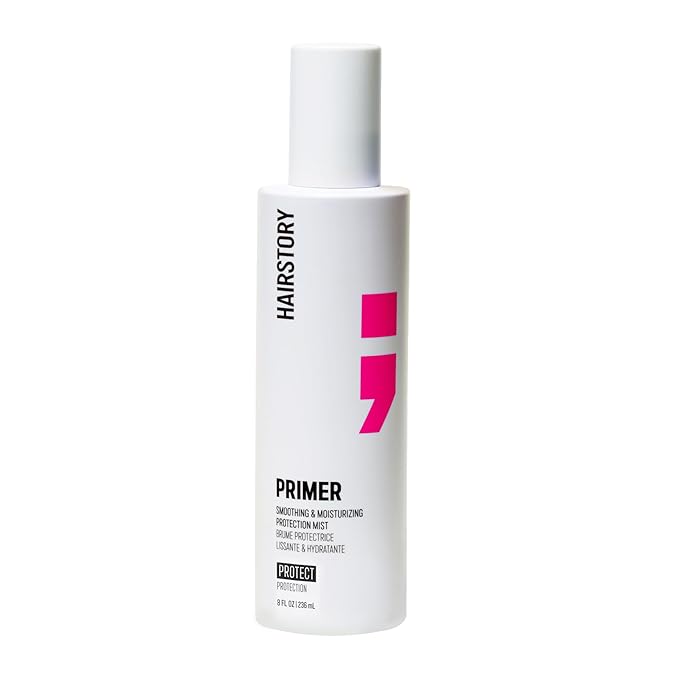 Hairstory Primer, Smoothing And Moisturizing Protection Mist for All Hair Types, Smoothing Detangler, Heat, Humidity & UV Protectant, 8oz