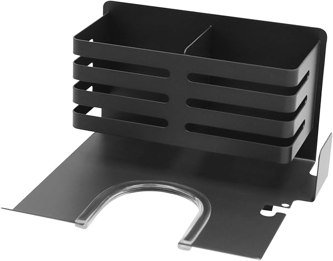 Hair Dryer Holder Wall Mounted with Tool Storage Compartment and Cord Organizer, Metal Blow Dryer Holder for Dyson Hair Dryers (Grey)