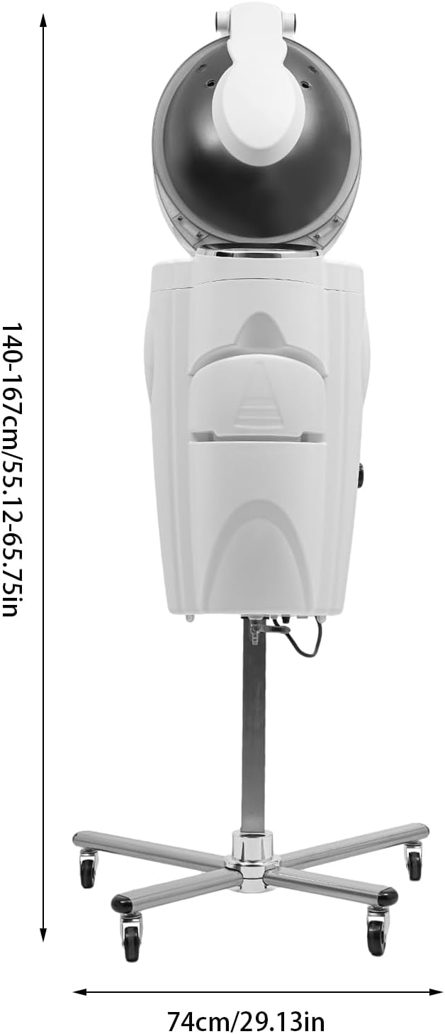 Salon Hair Steamer, 12 Color Multi-Function, Standing, O3 Ozone, Adjustable, White