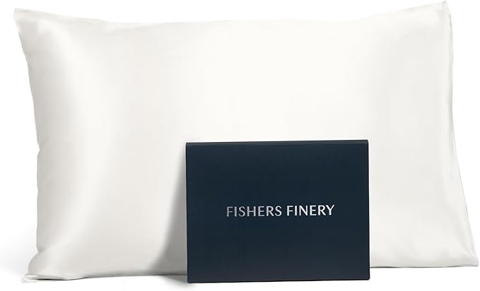 Fishers Finery 19mm 100% Pure Mulberry Silk Pillowcase, Quality Tested (White, S)
