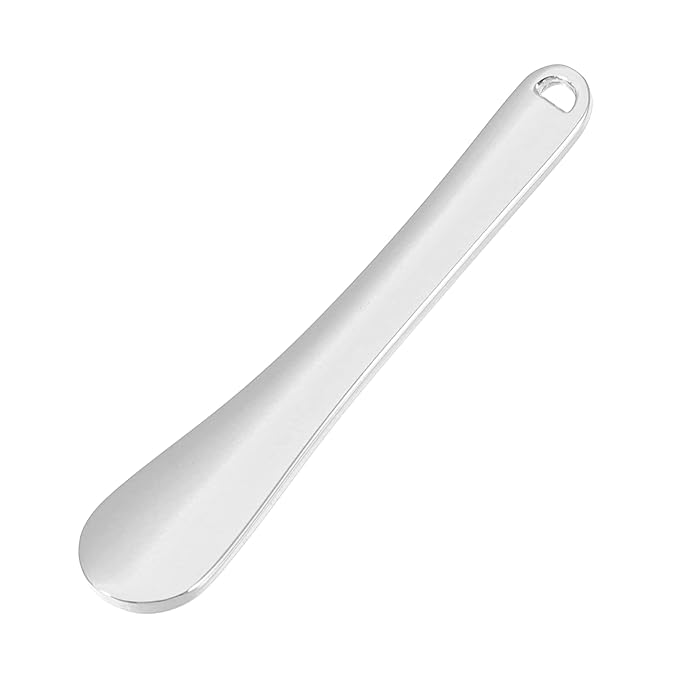 VOCOSTE 4 Pcs Makeup Spatula Mini Spoon, Eye Cream Massage Sticks Beauty Scoop, for Facial Cosmetic Face Cream, Zinc Alloy 2.32"x0.46", Silver Tone