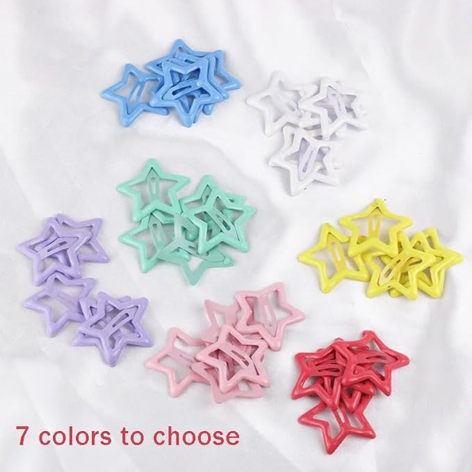 35 Pcs Colorful Star Hair Clips Non-slip Metal Snap Hair Clips and Barrettes for Girls and Women Cute Kawaii Star Hair Accessories Hairpins