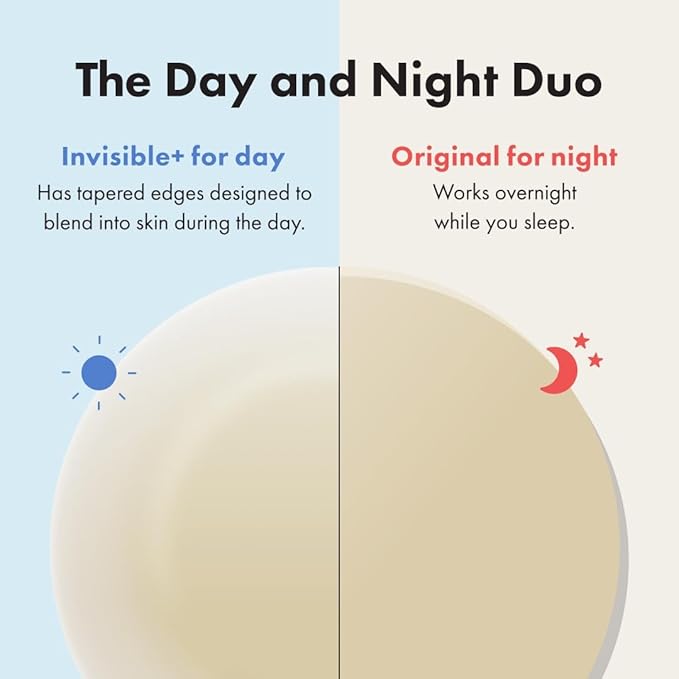 Mighty Patch™ Day and Night Patches – The Hydrocolloid Patch Duo Pack. Derm-Tested. Medical-Grade Hydrocolloid. Absorbs Pimple Gunk in 6-8 Hours. 36ct (18x Original, 18x Invisible+)