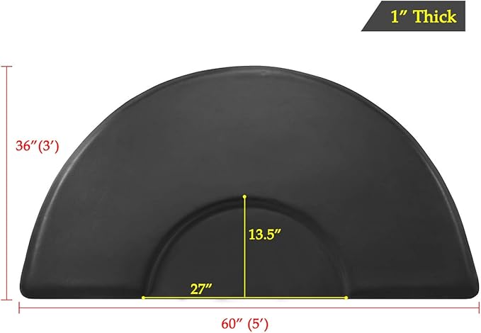 Antlu 1 Inch Thick Barber Cutting Chair Salon Floor Mats for Beauty Hair Stylist Station Anti Fatigue (Black, 5 Ft × 3 Ft Ellipse)