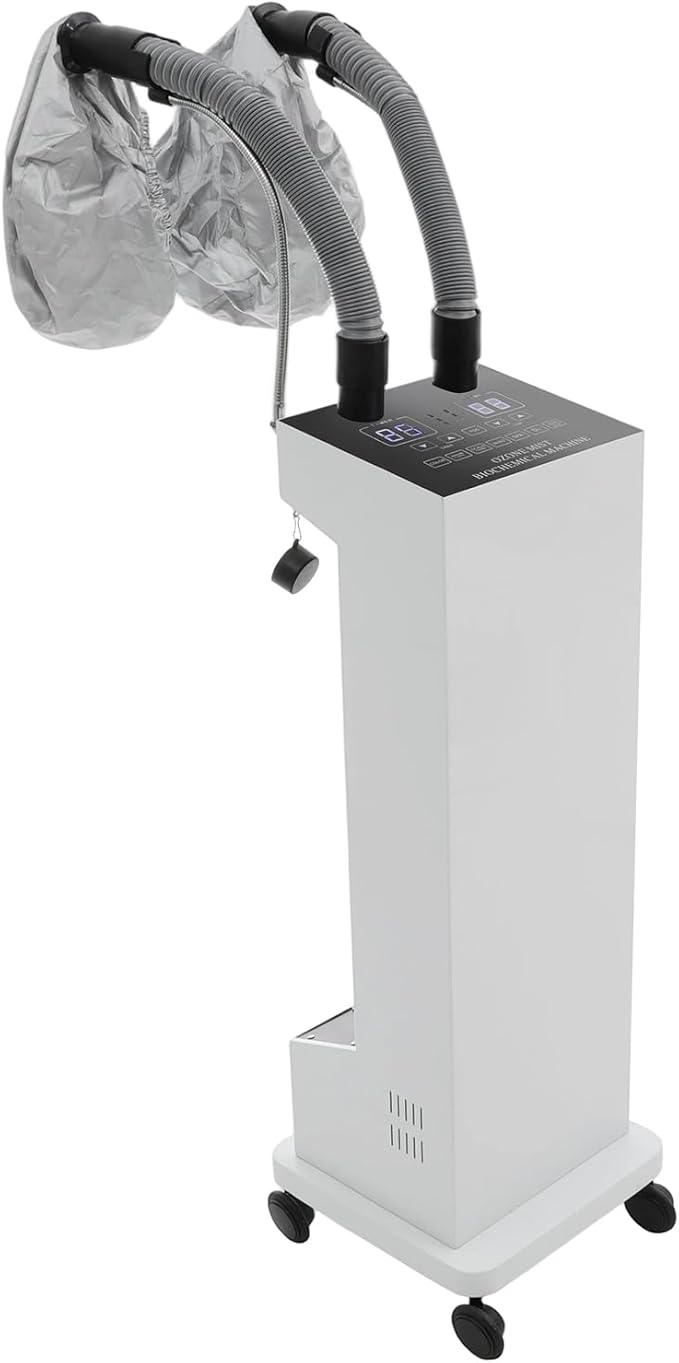 Hair Steamer, Professional Micro Mist Hair Color Processor with 2 Vaporizing Caps, 650W Vertical Hair Care Machine with Rolling Wheels, Salon Spa Equipment for Deep Hair Care Repair, Hair Styling
