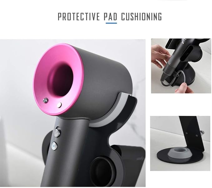 I'smartmoon Hair Dryer Holder for Dyson Supersonic, Aluminum Alloy Bracket Power Plug Holder, Bathroom Organizer for Dyson Supersonic hairdryer Care Tools (Black)