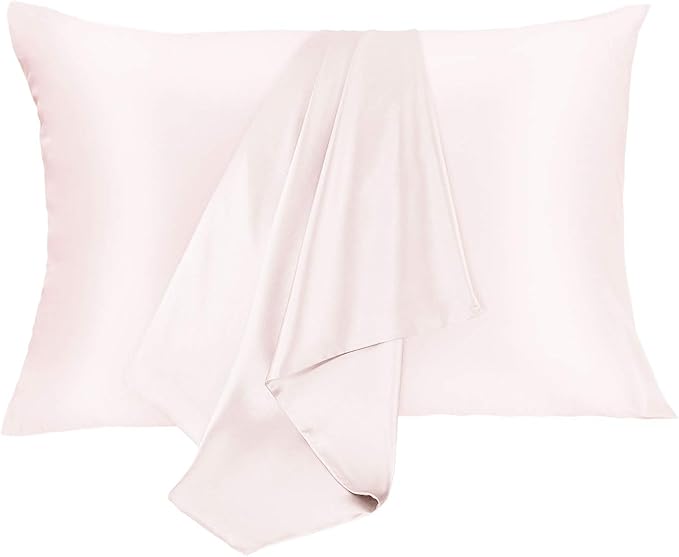 Silk Pillowcase for Hair and Skin 2 Pack 100% Mulberry Silk Bed Pillowcase Hypoallergenic Soft Breathable Both Sides Silk Pillow Case with Hidden Zipper, Pillow Cases (King, Light Pink)
