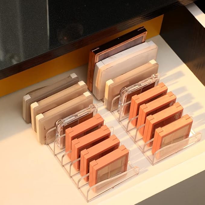 1 Piece 8-Section Acrylic Eyeshadow Organizer Cosmetic Makeup Palette Organizer Divided Makeup Organizer Eyeshadow Contour Blush Holder for Eyeshadow Palettes Blush Face Powder, Clear