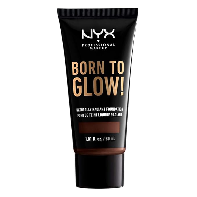 NYX PROFESSIONAL MAKEUP Born To Glow Naturally Radiant Foundation, Medium Coverage - Deep Espresso
