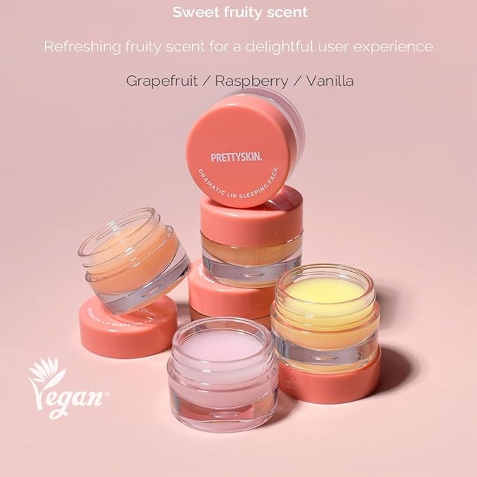 PS.PRETTYSKIN Korean Vegan Lip Sleeping Pack for Intense Hydration | Nourish Dry Lips with Glossy Finish 9g (Dreamy Grapefruit)