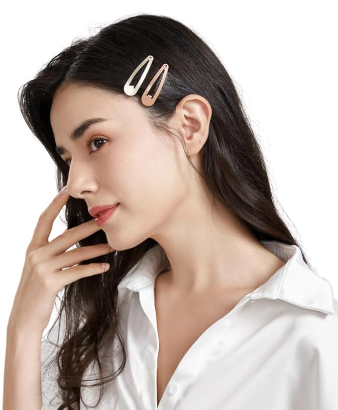Dofash 12PCS Snap Hair Clips For Women-Non Slip & Metal Hair Barrettes, 5cm 2'' Small Clips For Thin & Fine Hair, Blonde + Light Brown