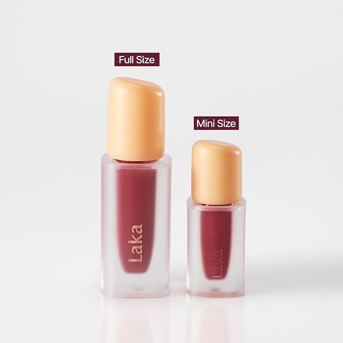 Laka Fruity Glam Lip Tint Mini, Glowing Lip Stain with Wide Color Spectrum, Hydrating & Lightweight Texture, Long-Lasting Bold Stain, Non-Sticky, Vegan, K-Beauty (#127 Rose)