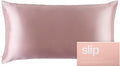 slip King Pure Silk Pillow Case - 100% Pure 22 Momme Mulberry Silk- King Size Standard Pillow Case - Anti-BedHead, Anti-Sleep Crease, Pink (20" x 36")