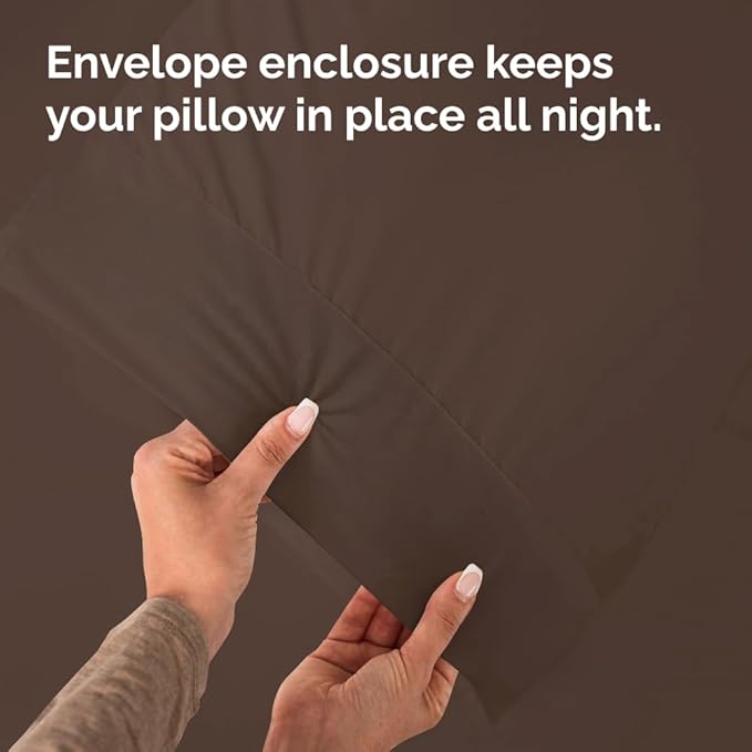 Queen Pillow Cases - 4 Pack - Super Soft Pillowcase Covers - Envelope Enclosure - Hotel Quality Pillow Protectors - Wrinkle Free, Fade, Shrink & Stain Resistant - Machine Washable - 20" x 30" (Brown)