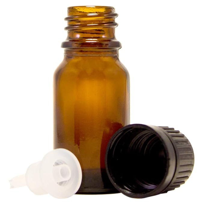 10 ml (1/3 fl oz) Amber Glass Bottle with Euro Dropper (12 Pack)