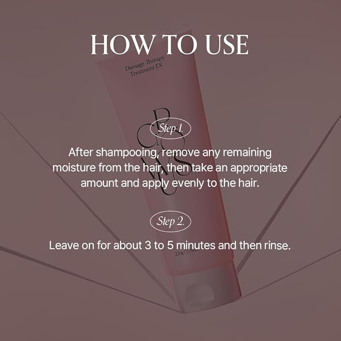 GROWUS Damage Therapy Protein Hair Treatment 7.43 fl oz | Repair & Hydrate for Dry, Brittle Hair | Creamy Deep Conditioner with Bulgarian Rose Musk Scent | Paraben & Sulfate Free | K-Beauty