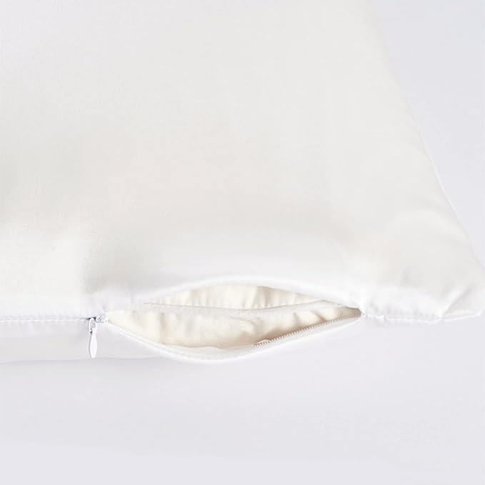 Oeko-TEX Certified White Silk Pillow Cases Made in USA, 100% Real Silk Pillowcase for Hair and Skin, 22 Momme, Standard Size,1 Pc 20"x26" (Standard, White)