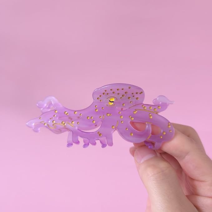 Octopus Claw Clip,Acetate Hair Clips,Small Claw Clips for Women,Pack of 2