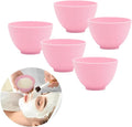 5-Piece Silicone Mixing Bowl Set, 3.3-Inch Microwaveable Silicone Bowls for Facial Masks, Mud Masks, and Other Skin Care Products Facial Bowls for Estheticians. (Pink)