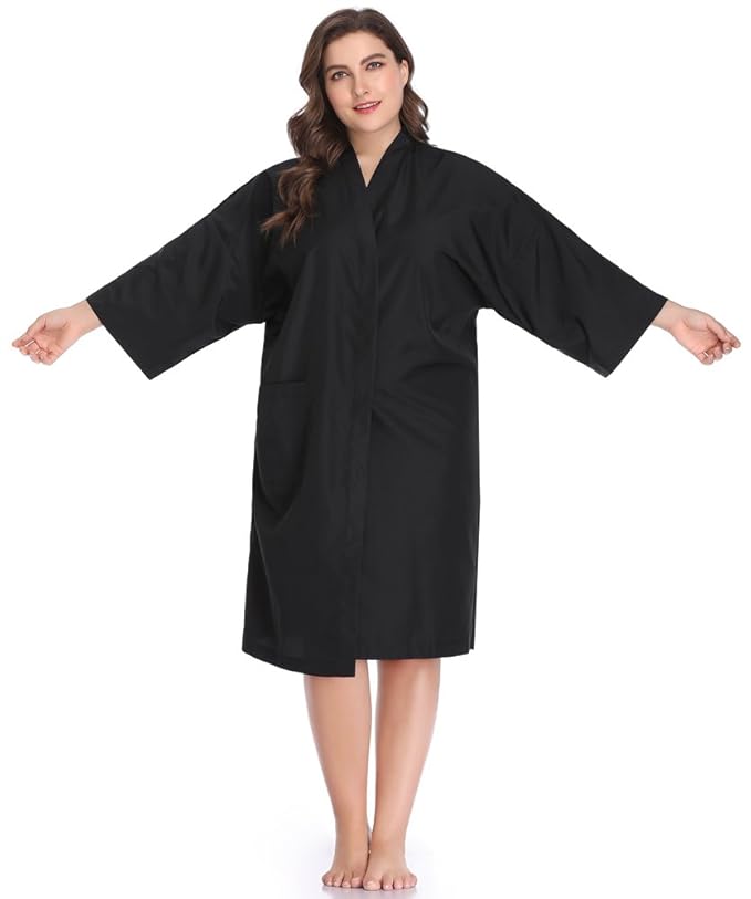 PERFEHAIR Salon Robes Smock for Clients, Hair Salon Client Gown Cape, Black