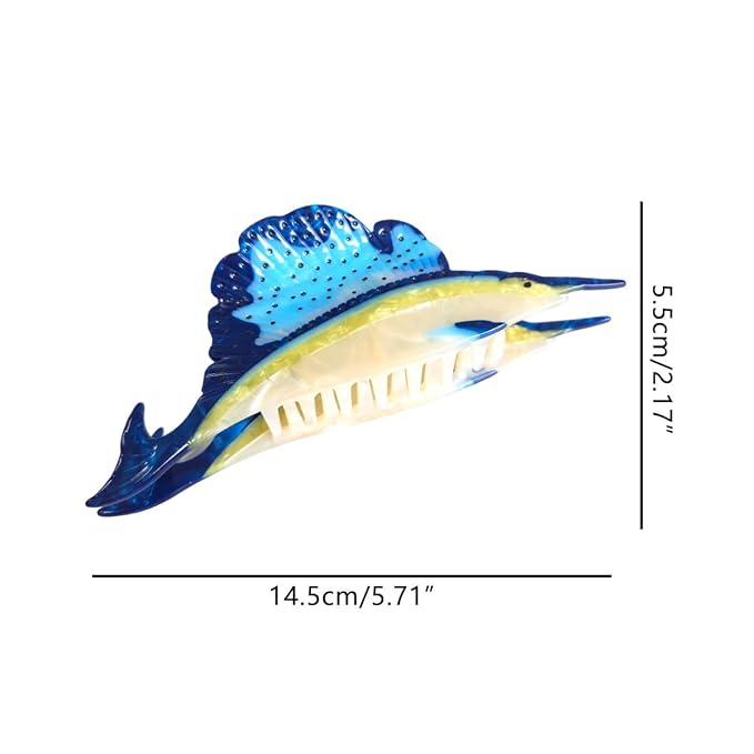 Novelty Aquatic Animals Hair Clips,Swordfish Hair Clip,Cellulose Acetate Hair Clips,Big Claw Clips for Women