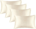 BEDELITE Satin Pillowcase for Hair and Skin, Super Soft Similar to Silk Pillow Cases 4 Pack with Envelope Closure, Cooling Pillowcases for Women Men (20"x26" Standard Size, Beige)