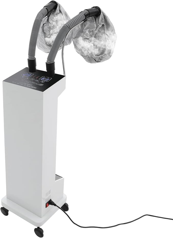 Professional Hair Steamer Machine with Adjustable Temperature,650W Hair Steamer,Dual Tube Steam Hair Care System,Salon Spa Equipment for Deep Hair Care Repair, Hair Styling (White)