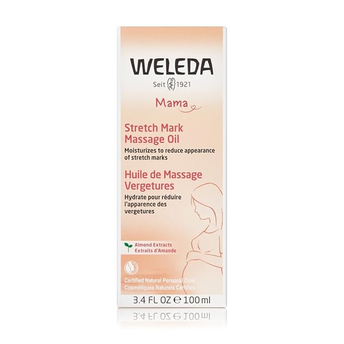 Weleda Stretch Mark Pregnancy Massage Oil, 3.4 Fluid Ounce, Plant Rich Oil with Vitamin E, Sweet Almond, Jojoba and Arnica Oils