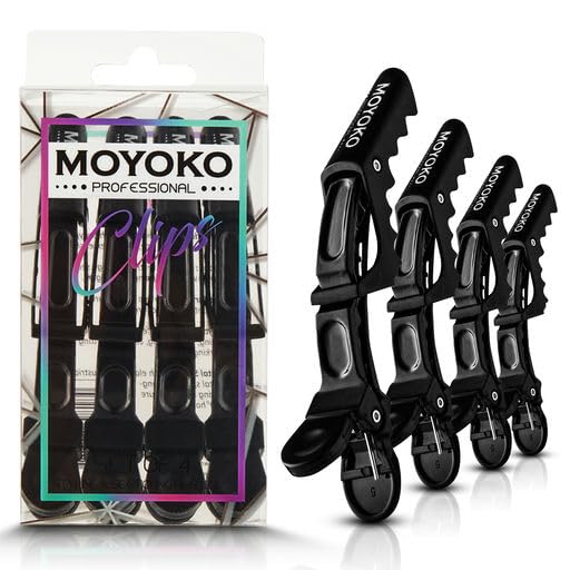 4 Pro Clips - Hair Clips for Styling, Sectioning, All Hair Types - Salon Accessories for Hair Stylists - Makeup Clips for Makeup Application - Black