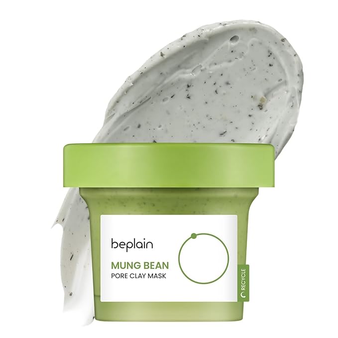 beplain Mung Bean Pore Clay mask (4.05 fl oz /120ml) | Fragrance-Free | Wash Off Mask for Blackhead & Whitehead Care | Quick 3 Minute to Gently Cleanse, Exfoliate and Tighten Pores | Korean Skincare