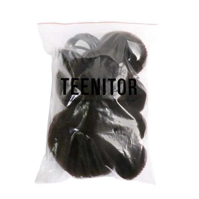 Teenitor Donut Hair Bun Maker Set - 7 Rings (1 Extra-Large, 2 Large, 2 Medium, 2 Small), 5 Elastic Bands, 20 Hair Pins, Dark Brown