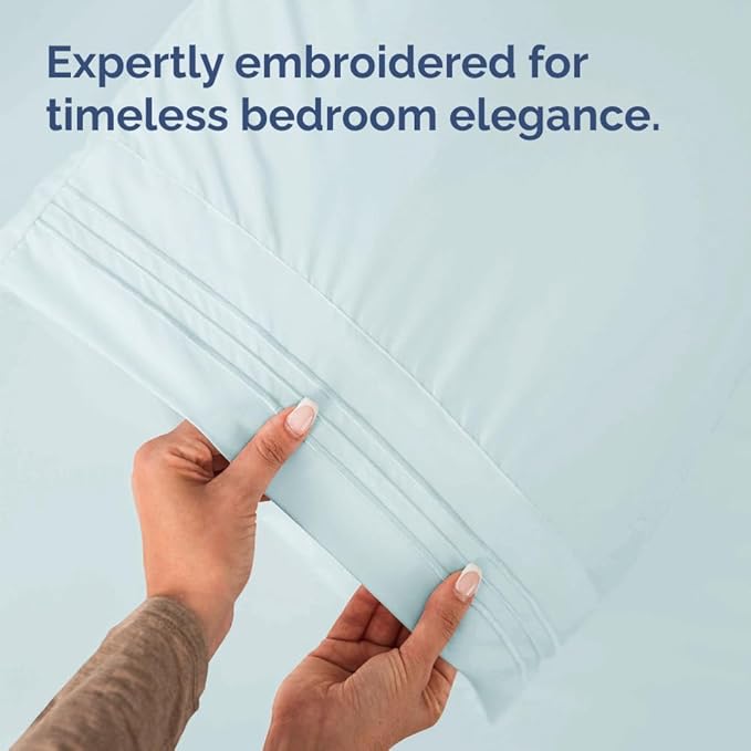 Queen Pillow Cases Set of 8 - Ultra Soft Hotel Quality Pillowcase Covers - Comfy, Cozy & Wrinkle Free - Shrink, Stain and Fade Resistant - Machine Washable Pillow Protectors - 8 Piece Set - Ice Blue