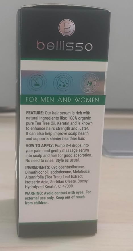 Tea Tree Oil Hair Serum - Moisturizer Treatment for Fighting Dandruff and Repair Dry, Damaged Hair and Itchy Scalp - Care and Styling Products for Women and Men - With Anti Frizz Keratin for Shine