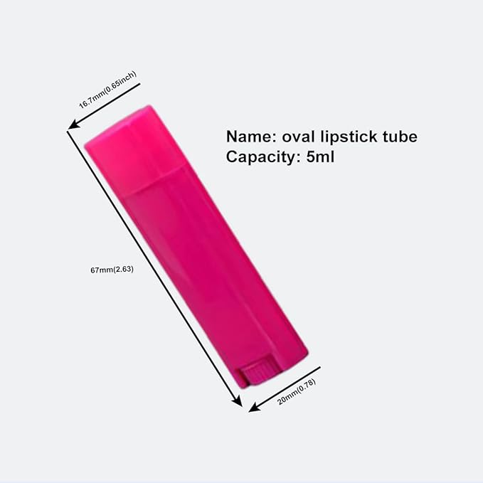 5ml 25Pcs Empty Oval Deodorant Lip balm Tubes Containers Twist-up Refillable Containers for Lipstick,Chapstick,Homemade Lip balm,DIY Deodorants(Hot Pink)