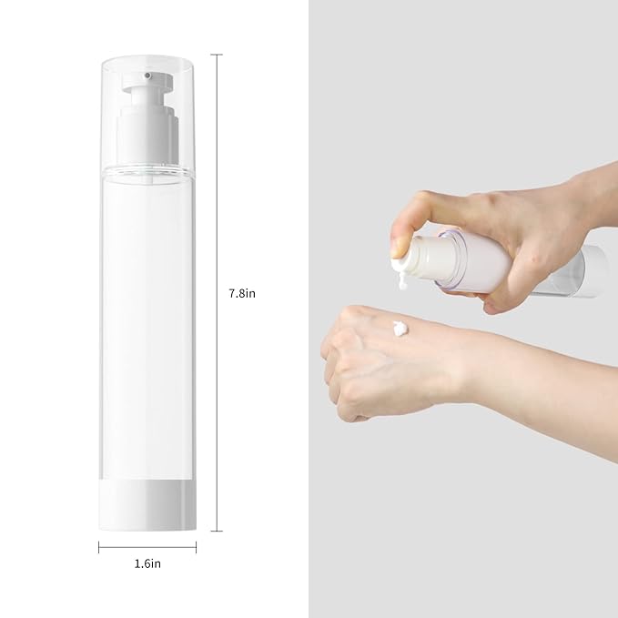 longway 4 Oz 120ml Clear Airless Cosmetic Cream Pump Bottle Travel Size Dispenser Refillable Containers/Foundation Travel Pump Bottle for Shampoo (Pack of 6)