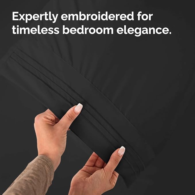 King Pillow Cases Set of 8 - Ultra Soft Hotel Quality Pillowcase Covers - Comfy & Wrinkle Free - Shrink, Stain and Fade Resistant - Easy-Care, Machine Washable Pillow Protectors - 8 Piece Set - Black