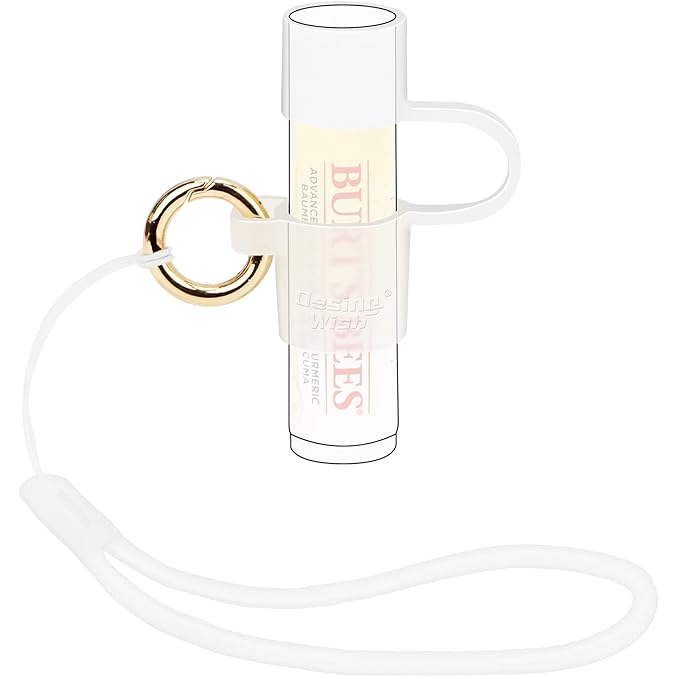 Desing Wish Silicone Lip Balm Holder with Cap Cover Portable Chapstick Holder Keychain Sleeve Lip Balm Key Chain with Key Ring and Wrist Strap Lanyard - Transparent