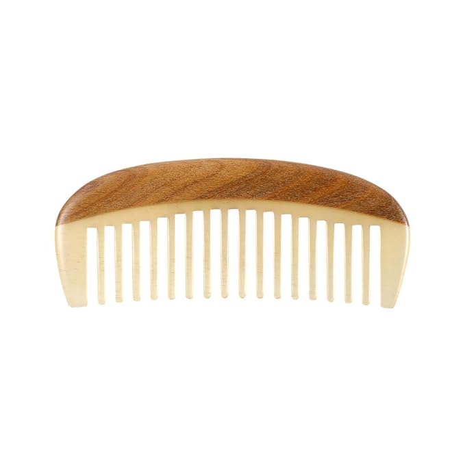 TAN MUJIANG Wooden Sheep or Cow Horn Comb Smooth Luxury Set, Anti-Static YTB 5-11 with Case