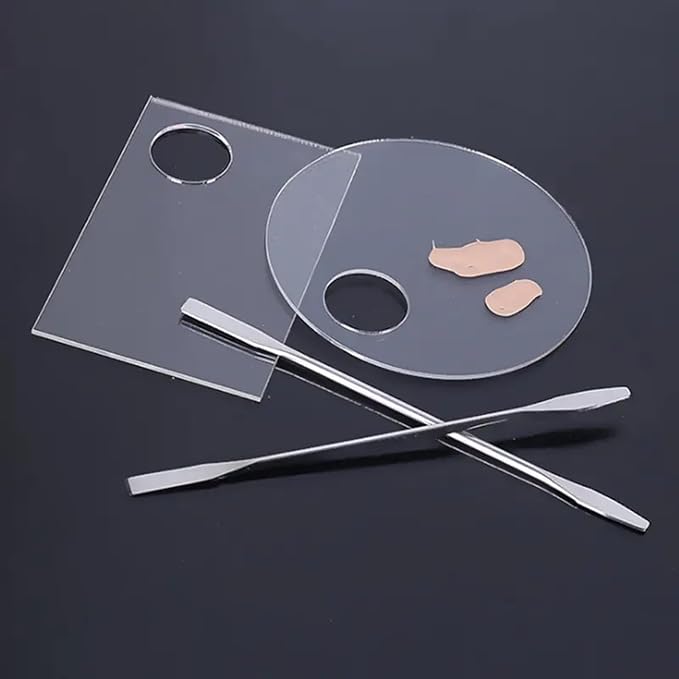 6 Pcs Makeup Mixing Palette Makeup Palette Tray Foundation Mixing Palette Acrylic Palette Foundation Palette Included Makeup Spatula Tool for Foundation Pigment Blending (White)