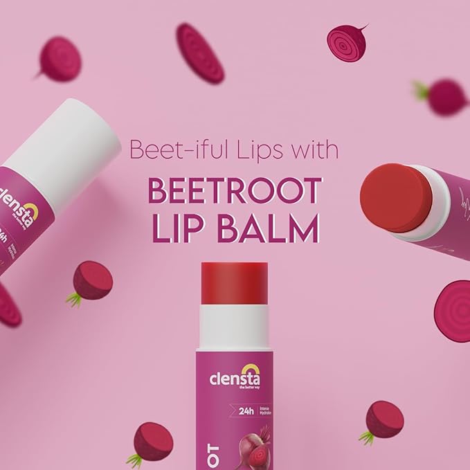 Clensta Beetroot SPF 30 Tinted Lip Balm | Hydrating & Moisturizing Lip Care with Hyaluronic Acid | Broad Spectrum Lip Sunscreen | 4.5g