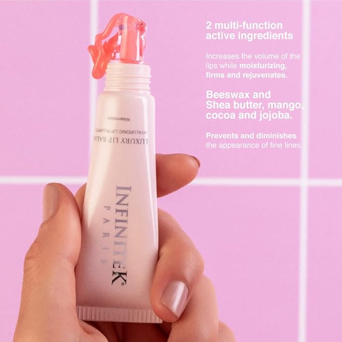 Infinitek Paris Luxury Lip Balm with Hyaluronic Acid - Hydrating Lip Gloss Plumper, Volumizing Tinted Lip Balm Makeup, Plumping Lip Gloss to Nourish & Repair Damaged Lips, 0.33 oz / 9.35 g