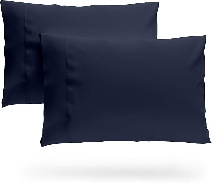 SKY BEDDINGS Queen Pillowcase Set of 2 - Soft Brushed Microfiber Pillow Cases with Envelope Clouser - Wrinkle-Free, Fade-Resistant Pillow Covers - 20 x 30 Inches, Navy Blue