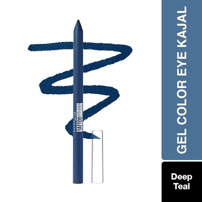 Maybelline TattooStudio Long-Lasting Sharpenable Eyeliner Pencil, Glide on Smooth Gel Pigments with 36 Hour Wear, Waterproof, Deep Teal, 1 Count