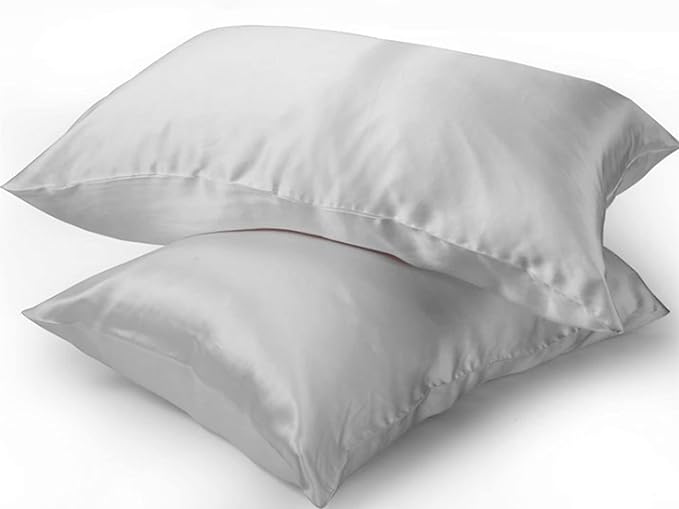 Gray Silk Pillowcase for Women Made in USA, Anti Wrinkle Silk Pillow Cases Queen with Zipper, 6A Grade 22 Momme, 100% Organic,1 Pc 20"x30" (Queen, Grey)