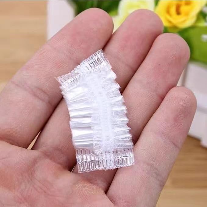 100 PCS Disposable Ear Covers for Shower, Clear Plastic Ear Shower Caps, Waterproof Ear Protectors for Hair Dye