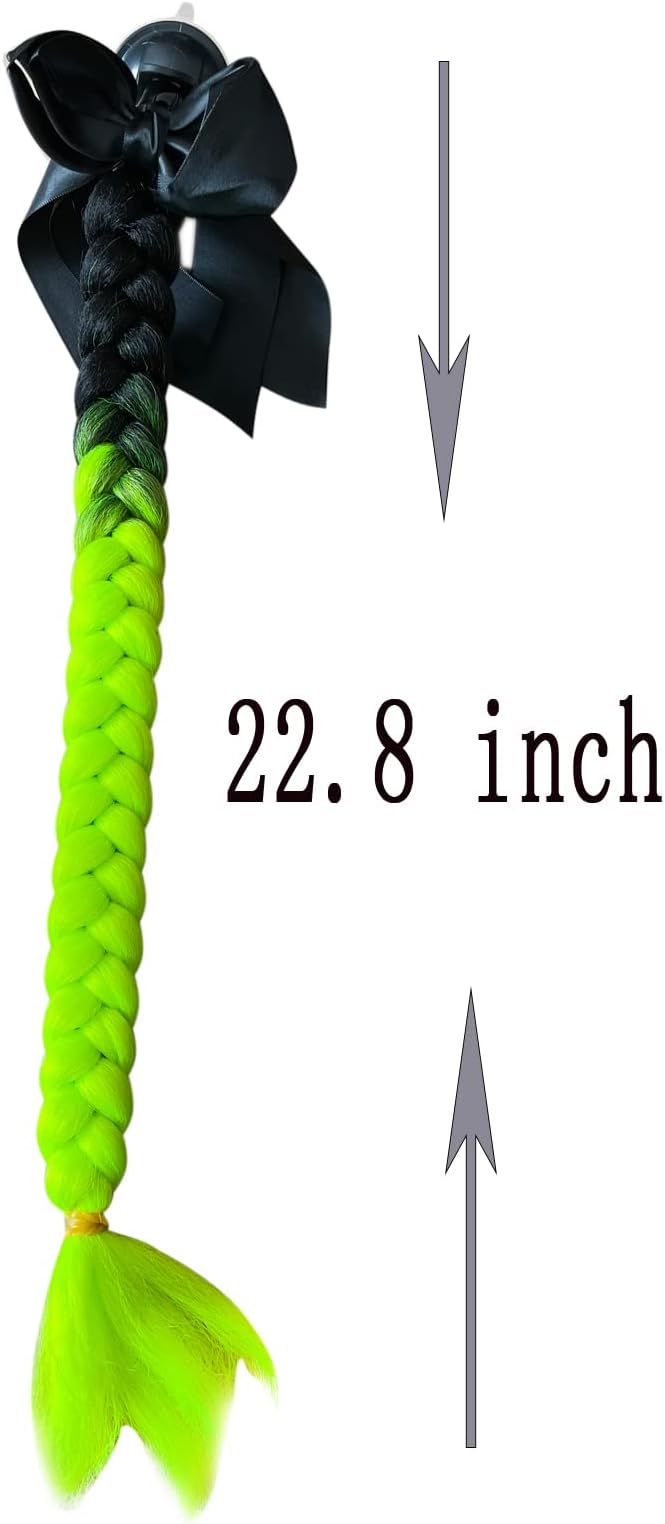 2PCS Pigtail Motorcycle Helmet Ponytail Bicycle Braids Hair Tails for Any Helmets - Suction Cup Reusable Design (Helmet Not Included)