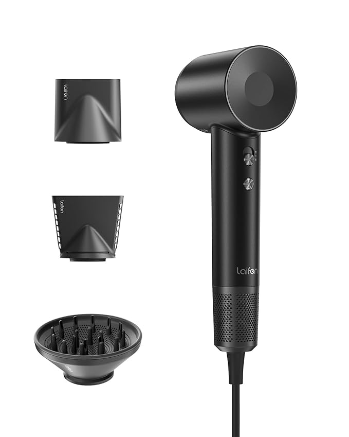 Laifen Swift Special Hair Dryer, High Speed 200M Ionic Blow Dryer with 110, 000 RPM Brushless Motor for Fast Drying, Low Noise, Hairdryer with Magnetic Nozzles